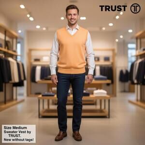 Men's Medium Size Sweater Vest by TRUST in Peach